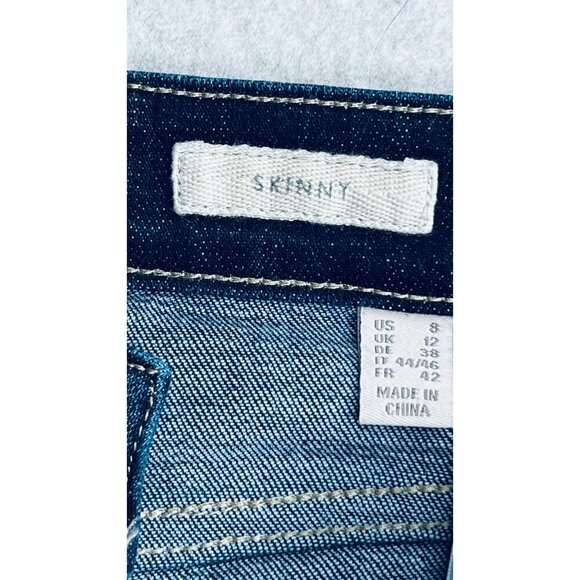 Logo Lori Goldstein Skinny Jeans Size 8 Dark Wash Major Embroidered on Pocket - Picture 16 of 16